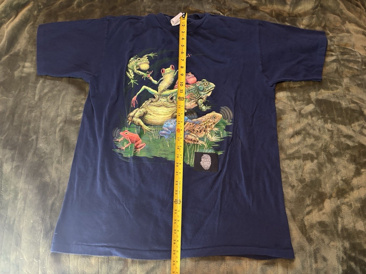 Vintage Frog Nature Shirt Mens XL Blue 90s Wild Oats Animal Vintage Frog Nature Shirt Mens XL Blue 90s Wild Oats Animal