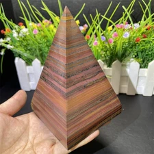 2.4LB 5.3" Natural Iron Tiger Eye Stone Pyramid Quartz Crystal Reiki Heal