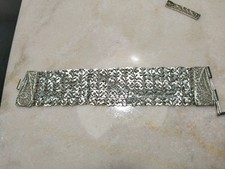Antico Bracciale Yemen Ottomano Argento Filigranato Anni 40/50