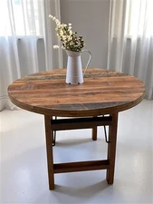 Rustic Round Table, Vintage Dining Room Table, Kitchen Island, Game Table, G