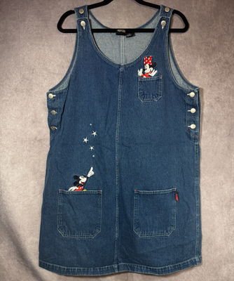 Vintage Disney Mickey Unlimited Minnie Mouse Denim Overall Dress XL  Embroidered | eBay