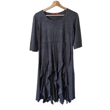 Isle Apparel Womens Lagenlook Boho Tunic Dress Metallic Gray Textured Medium