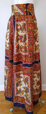 Elverhoj Vintage 60s 70s Folk Hippie Boho Paisley Printed pleated Maxi Skirt M