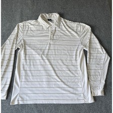 Nike Golf Mens Dri-FIT UV Long Sleeve Striped Polo Shirt White Large L