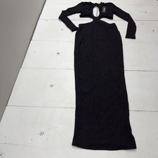 Fashion Nova Victoria Blinged Out Maxi Dress Womens S Black Rhinestone Cut Out
