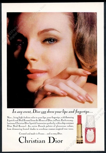Vernis à ongles rouge rouge rouge Christian Dior 1965 femme photo vintage print ad