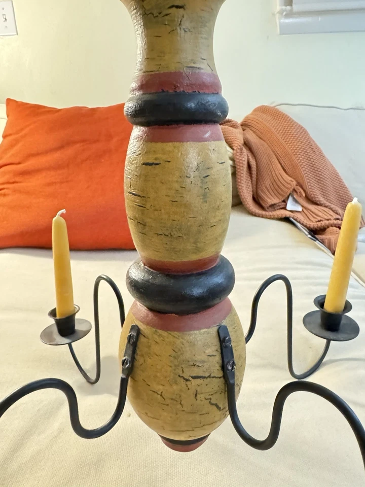 Primitive Reproduction Hanging Candle Chandelier  Farmhouse Decor - Image 3 of 4