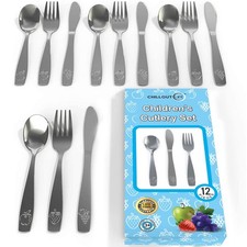 12 Piece Stainless Steel Kids Silverware Set - Child and Toddler Safe Flatwar...