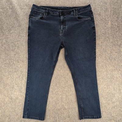 The Perfect Jean NYC Jeans Mens 44x28 Blue Skinny Slim Stretch Dark Wash Denim