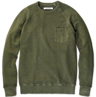 Outerknown Mens Sur Pocket Sweatshirt Washed Olive Green XL Hemp Blend EUC Soft