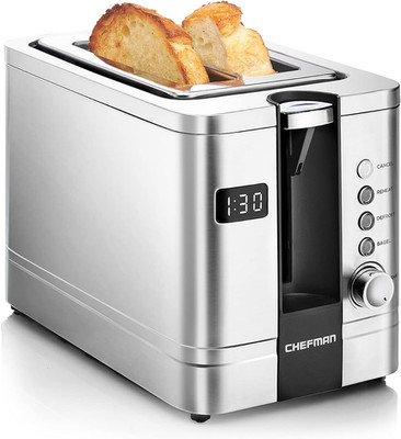 2-Slice Digital Toaster, Pop-Up, Stainless Steel, Extra-Wide Slots for Bagels, D