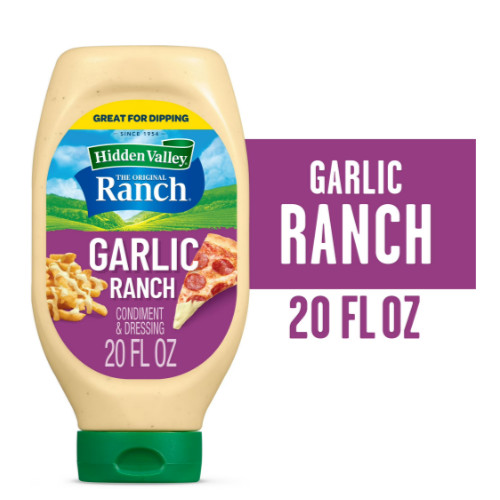 Hidden Valley Garlic Ranch Condiment and Dressing, 20 fl oz Easy Squeeze Bottle