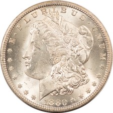 1880-CC $1 MORGAN DOLLAR - FLASHY CHOICE UNCIRCULATED, CARSON CITY!