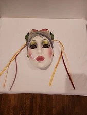 Vintage About Face Clay Art Ceramic Flamingo Lady Mask Art Deco San Francisco