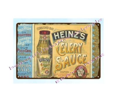 collective plaque 1890s Heinz Catsup Celery Tobasco Pepper Sauces metal tin sign