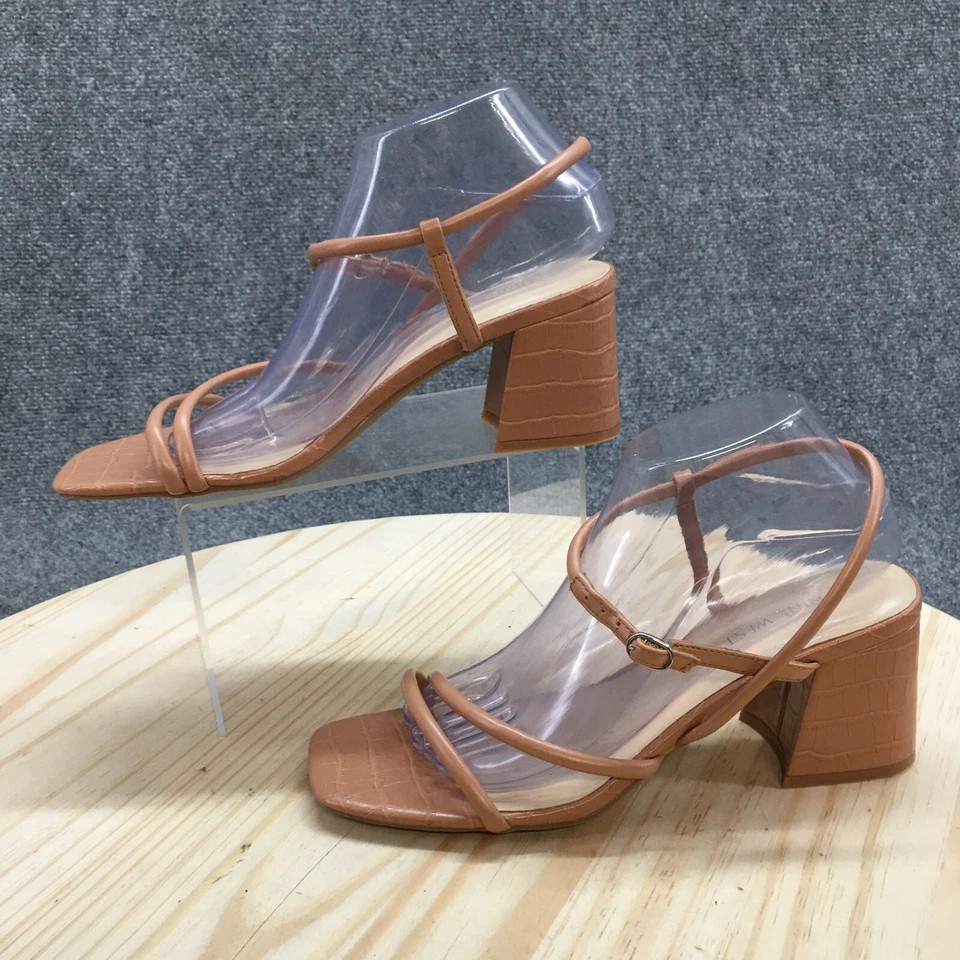 Sandalias Nine West para mujer 9 M gris con tiras con cordones beige imitación cuero tacones Foto 2 de 4