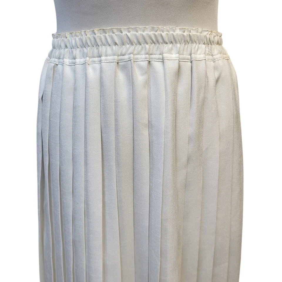 Windsmoor Vintage 80's Skirt Long White Pleated Women's 14 W32 - Image 2 of 4