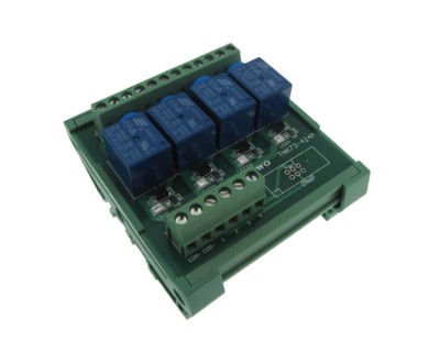 4 Channel 24VDC Relay Board PLC DIN Rail Mounting - PNP - common cathode