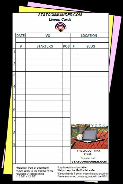 Baseball Lineup Cards, 75 games, 3-part | eBay