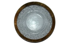 Vintage ANNIEGLASS Roman Antique Gold Rim Large Bowl 15"D Signed  Dated  1988