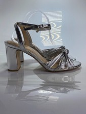 Jewel Badgley Mischka Christen Silver Block Heel Sandal Sz 10