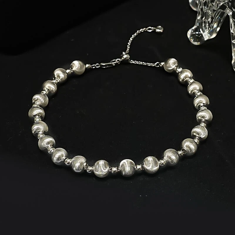 Brazalete ajustable enchapado en oro de 18 quilates Vermeil francés cepillado ojo de gato con cuentas Foto 2 de 4