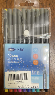 Ultra Fine Line  Drawing Pens 10 Color Pen Set 0.38mm Assorted Color Sipa