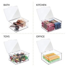 MDesign - New Set Of 4 Multipurpose Hinged Clear Storage /craft Boxes