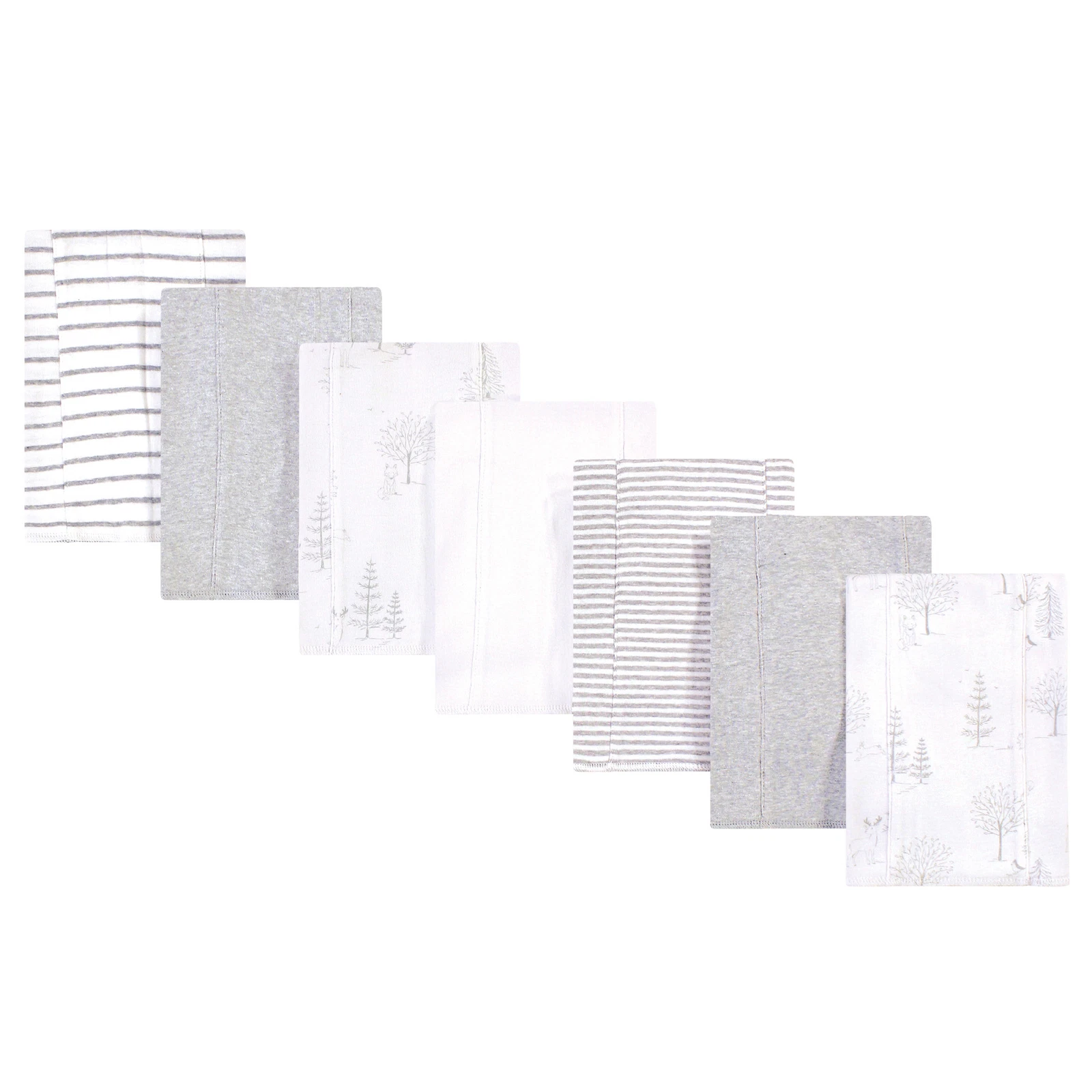 Touched by Nature Baby Organic Cotton Burp Cloths 7pk, Gray Woodland, One Size