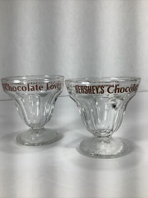 2 ~Hershey's ️Chocolate Lover Ice Cream Sundae Pudding Glass Dessert Dishes