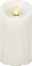 NEW Luminara 6.5-Inch White Unscented Flameless Real-Flame Effect Pillar Candle