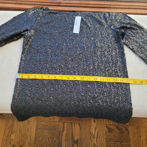Neu! J Crew Gr. XS X-Small 3/4 Ärmel schwarz Pailletten Bluse Top Shirt Neu mit Etikett AE984 - Bild 7 von 9