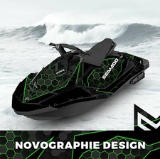 Wrap SEADOO SPARK trixx GRAPHIC KIT 2up + 3up Jet Ski SEA DOO Vinyl Techno green