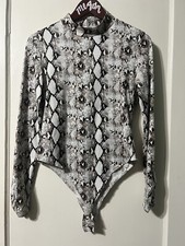 Freebird Rattlesnake Snake Skin Bodysuit Super Soft Size M Mockneck