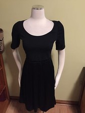 Theory Melody Black Ponte Silk Stretch Half Sleeve Dress 8 Excellent