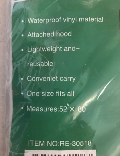 PONCHO - Impermeable, Ligero, Con Capucha - Talla Única para Todos - Blanco/Claro - Imagen 3 de 3