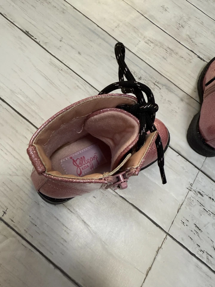 Botas de Combate Lollypop Niñas Rosa Punta Redonda Talla Cremallera Medio Top Moda Con Cordones Talla 7M Foto 3 de 4