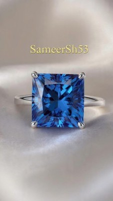 2 Ct Princess Cut Blue Diamond Lab Grown Silver Ring | With Sameersh53 Design