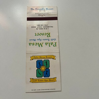 Pala Mesa Resort Golf Tennis Hotel Fallbrook CA Vintage Matchbook Cover SSD6-R7