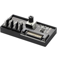 4 Pin PWM Fan Controller Hub SATA Power 12V 60W Adjustable Speed Knob PC Cooling