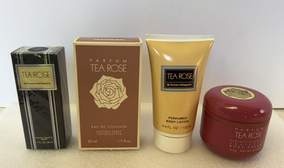 Tea Rose by Perfumer's Workshop 4 Pc Gift Set NIB EDT Body Lotion Cream Vintage