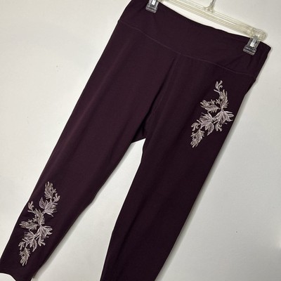 Betsy Johnson Performance Leggings capri purple embellished pull on size XL