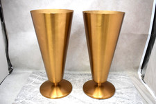 Pair of Old Bronze Church Flower Vases, 15 3/8" ht. (CU720) chalice co
