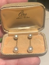 9ct gold CIRO pearl earrings vintage boxed