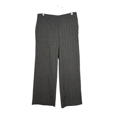 Madison Studio Alexandra Fit Grey Pinstripe Wide Leg Pants Gold Metallic Size 4