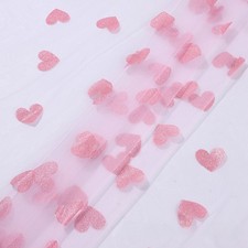 Mesh Sheer Heart Fabric DIY Sewing Craft 100*150cm for Wedding Dress Pink Fairy