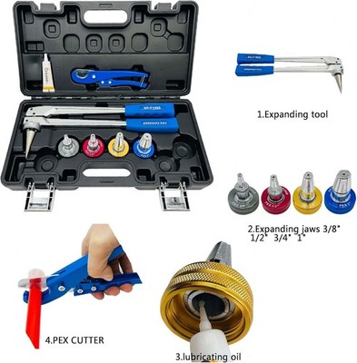 New Manual PEX Expander Tool Kit 3/8-1'' Heads for Propex ASTM F1960