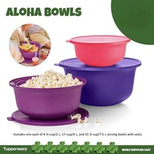 Tupperware Aloha Home Serving Mixing 3pc Bowl...