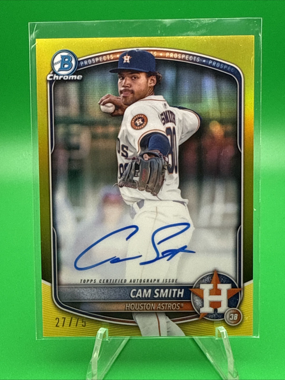 2025 Topps Bowman Chrome Yellow #CPA-CSM Cam Smith Auto /75