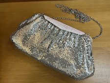 1950s Vintage Whiting  Davis Silver Mesh Clutch Shoulder Crossbody Purse